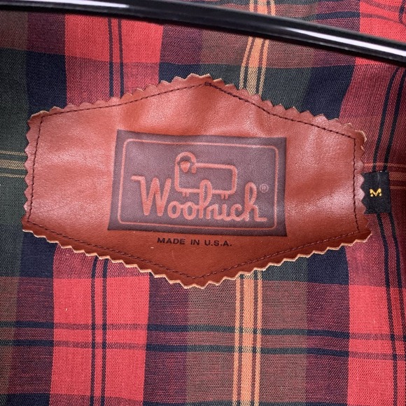 VTG 90s Woolrich Bomber Jacket Mens M Full Zip Plaid Lined Made In USA Green - Picture 3 of 12